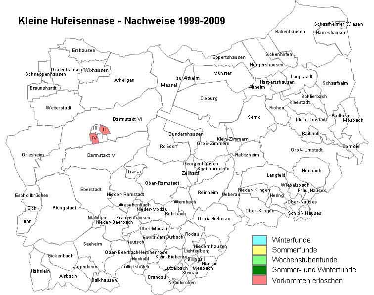 Kleine Hufeisennase Karte mit Nachweisen