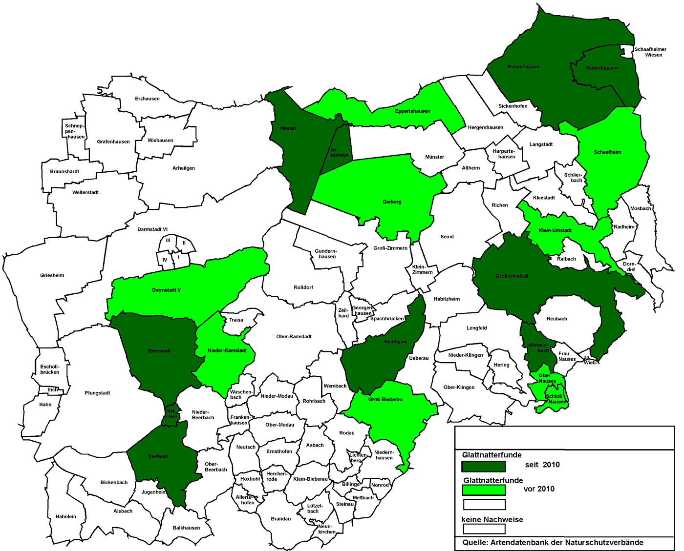Schlingnatter Karte mit Nachweisen