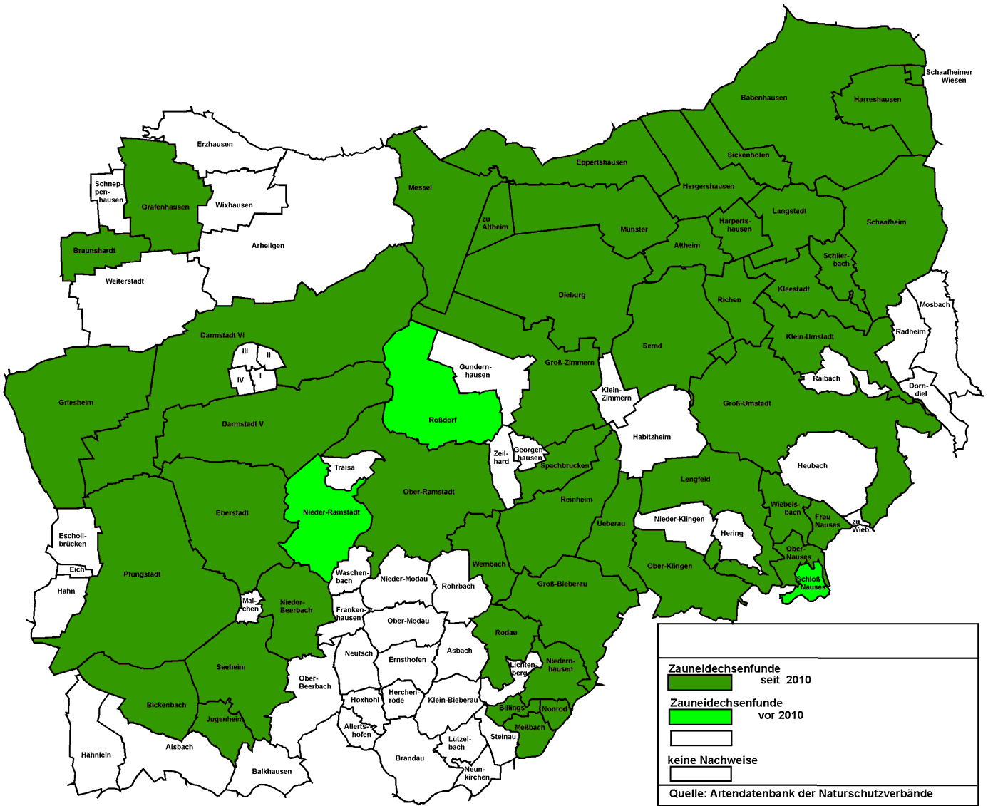 Zauneidechse Karte mit Nachweisen