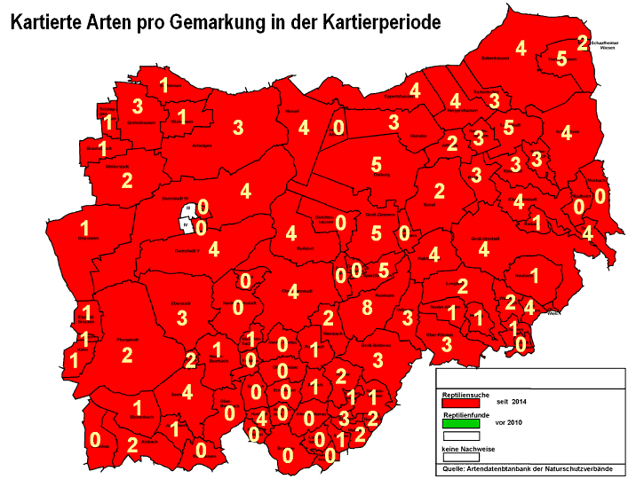 Karte mit begangenen Gemarkungen